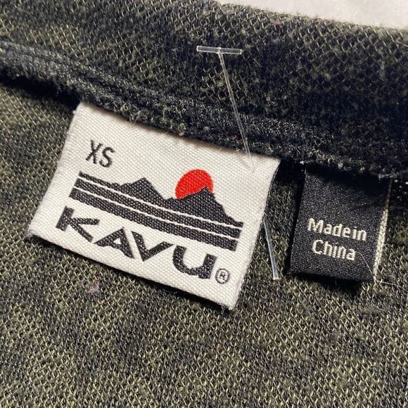 Kavu Deva Long Sleeve Knit Casual Thumb Hole Athleisure MIDI Dress Black / Green - Picture 13 of 15